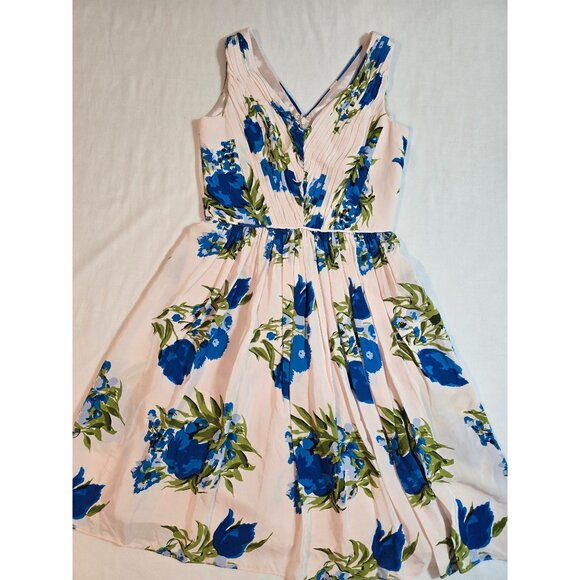 Boden Womens Sleeveless Floral‎ Midi Dress V-Neckline Pleated Bodice Size US 4 - Picture 9 of 16